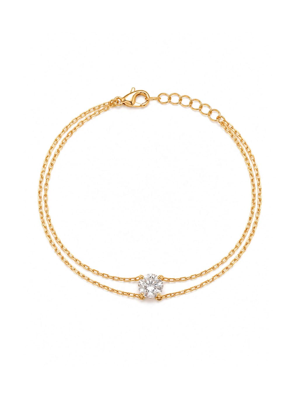Pulseira com Ponto de Luz Cristal no Dourado
